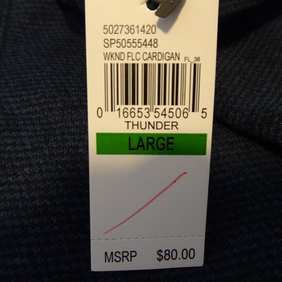 Van Heusen Grandpa Cardigan Men's Size L Blue Fleece Thermal Academia Professor - Picture 7 of 8